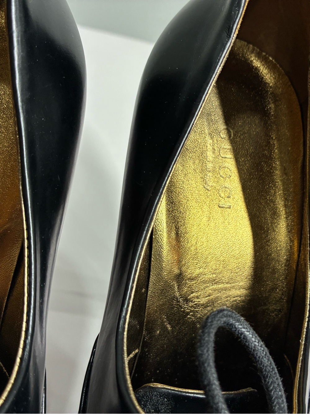 Gucci black leather lace-up platform heels - Picture 6 of 9